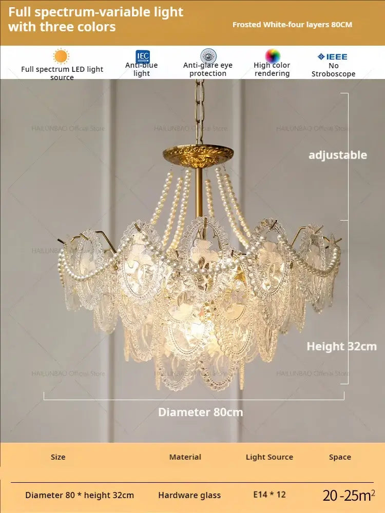Elegant retro french floral glass dining room chandelier with frosted white hardware and gold-toned metal decorbites glass dining accents