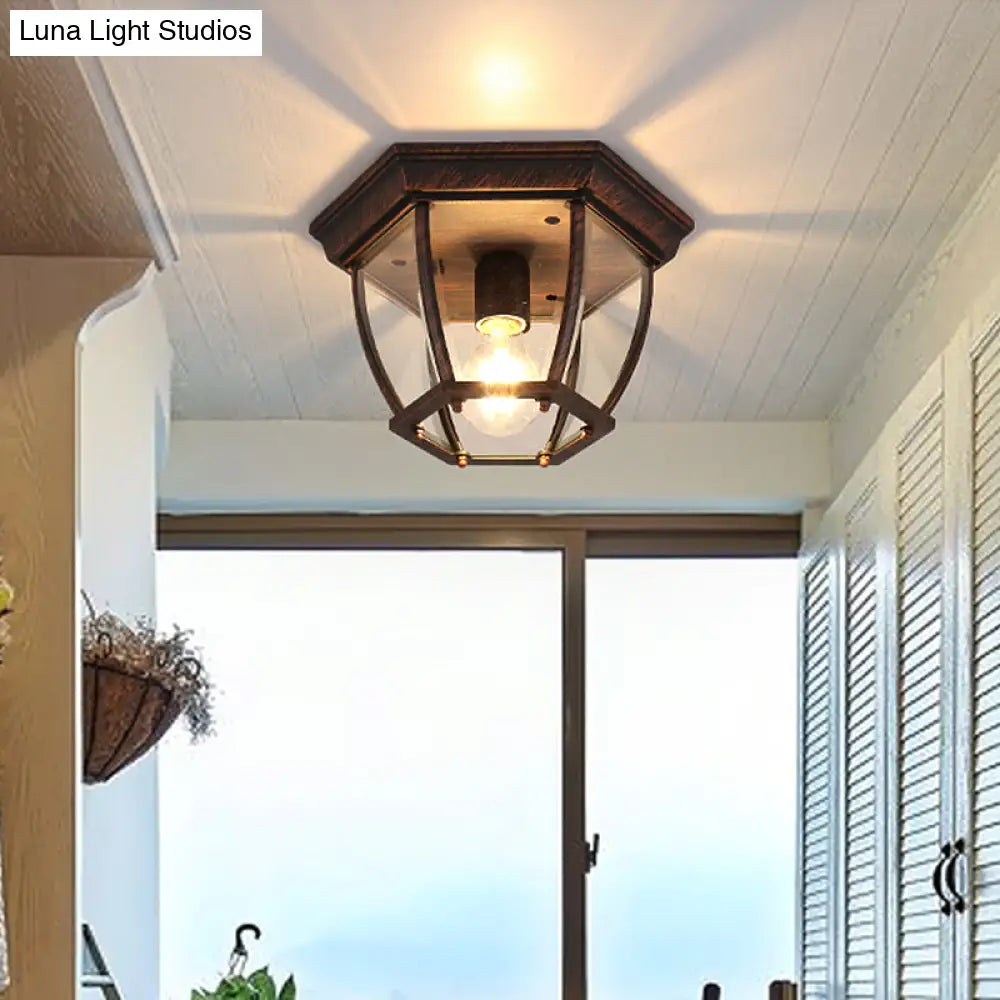 DecorBites™ DecorBites™ Retro Geometric Ceiling Mount with Clear Glass and Bronze Finish