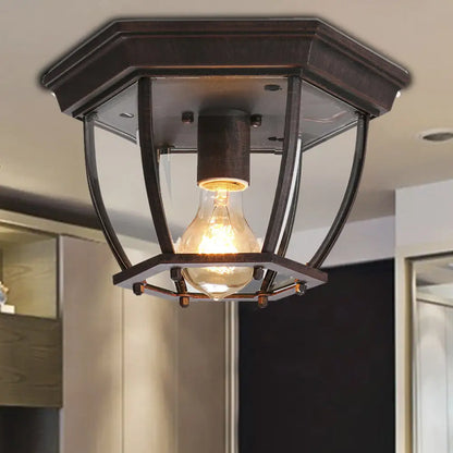 DecorBites™ DecorBites™ Retro Geometric Ceiling Mount with Clear Glass and Bronze Finish