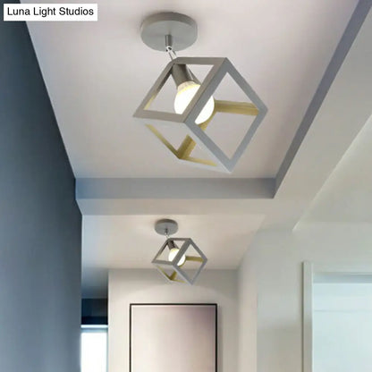 DecorBites™ DecorBites™ Retro Geometric Semi Flush Mount Lighting - Iron Flush Mount Fixture for Entryway
