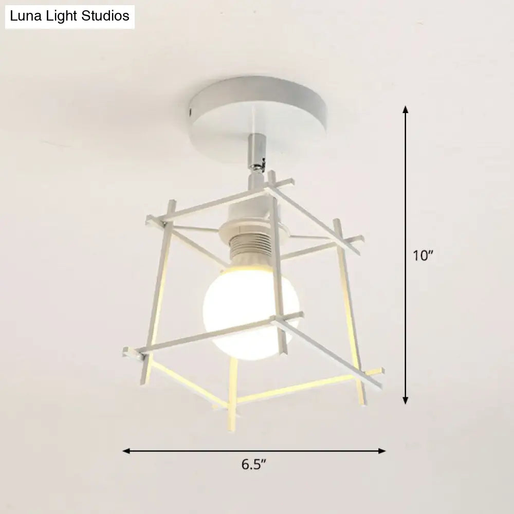 DecorBites™ DecorBites™ Retro Geometric Semi Flush Mount Lighting - Iron Flush Mount Fixture for Entryway