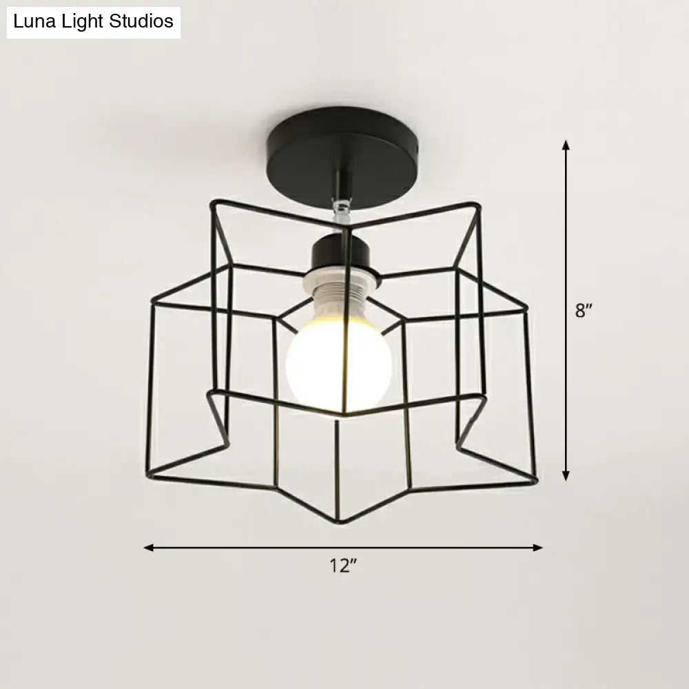 DecorBites™ DecorBites™ Retro Geometric Semi Flush Mount Lighting - Iron Flush Mount Fixture for Entryway