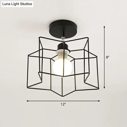 DecorBites™ DecorBites™ Retro Geometric Semi Flush Mount Lighting - Iron Flush Mount Fixture for Entryway