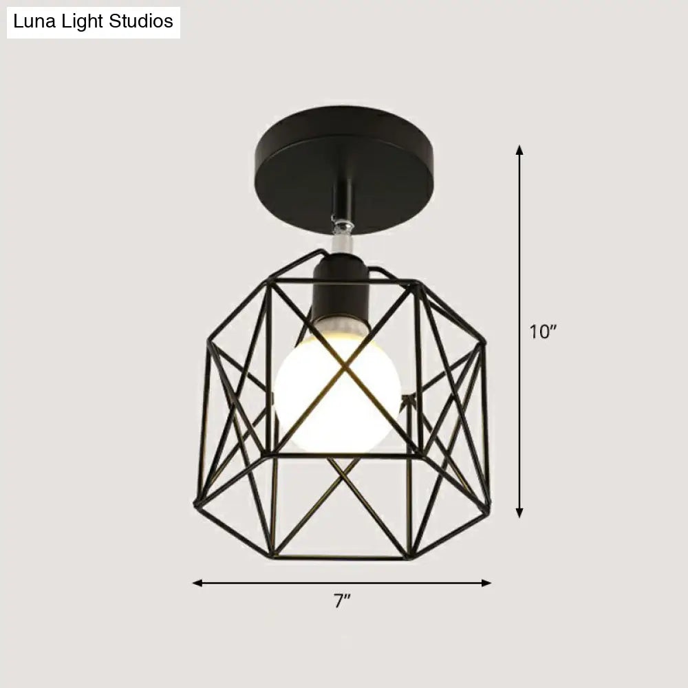 DecorBites™ DecorBites™ Retro Geometric Semi Flush Mount Lighting - Iron Flush Mount Fixture for Entryway
