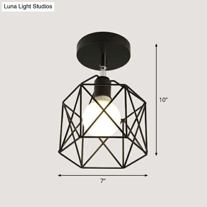 DecorBites™ DecorBites™ Retro Geometric Semi Flush Mount Lighting - Iron Flush Mount Fixture for Entryway