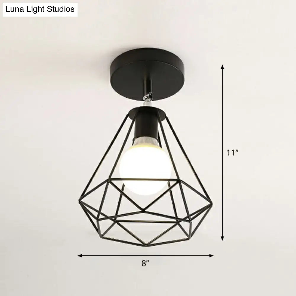 DecorBites™ DecorBites™ Retro Geometric Semi Flush Mount Lighting - Iron Flush Mount Fixture for Entryway