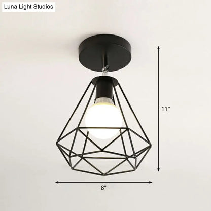 DecorBites™ DecorBites™ Retro Geometric Semi Flush Mount Lighting - Iron Flush Mount Fixture for Entryway
