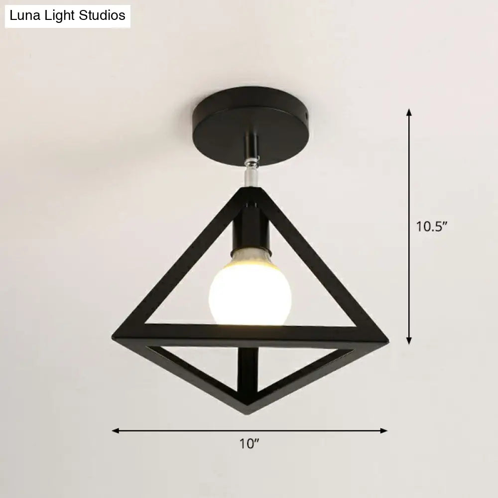 DecorBites™ DecorBites™ Retro Geometric Semi Flush Mount Lighting - Iron Flush Mount Fixture for Entryway