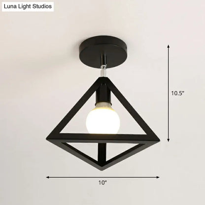 DecorBites™ DecorBites™ Retro Geometric Semi Flush Mount Lighting - Iron Flush Mount Fixture for Entryway