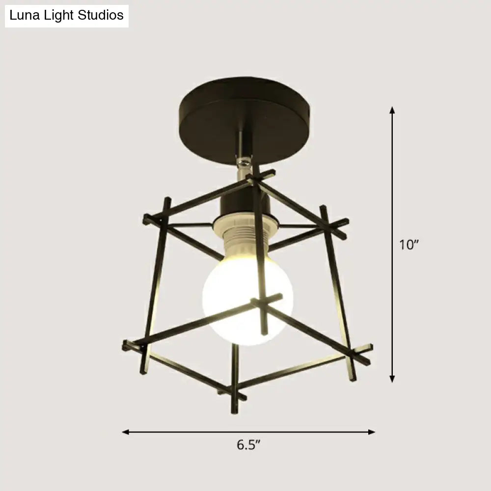 DecorBites™ DecorBites™ Retro Geometric Semi Flush Mount Lighting - Iron Flush Mount Fixture for Entryway