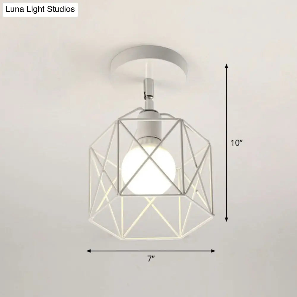 DecorBites™ DecorBites™ Retro Geometric Semi Flush Mount Lighting - Iron Flush Mount Fixture for Entryway