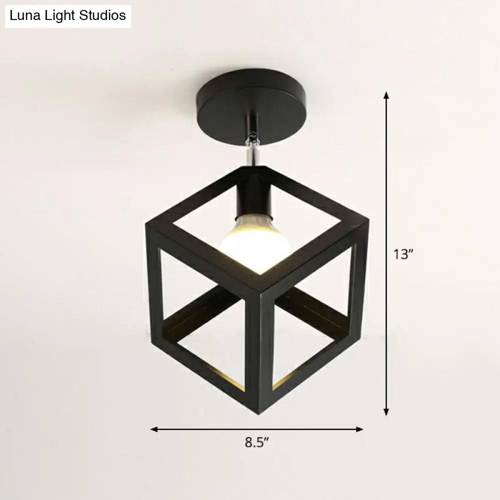 DecorBites™ DecorBites™ Retro Geometric Semi Flush Mount Lighting - Iron Flush Mount Fixture for Entryway