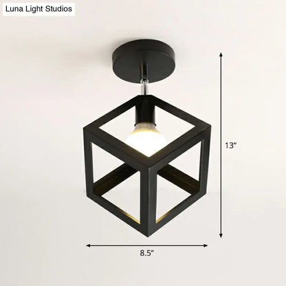 DecorBites™ DecorBites™ Retro Geometric Semi Flush Mount Lighting - Iron Flush Mount Fixture for Entryway