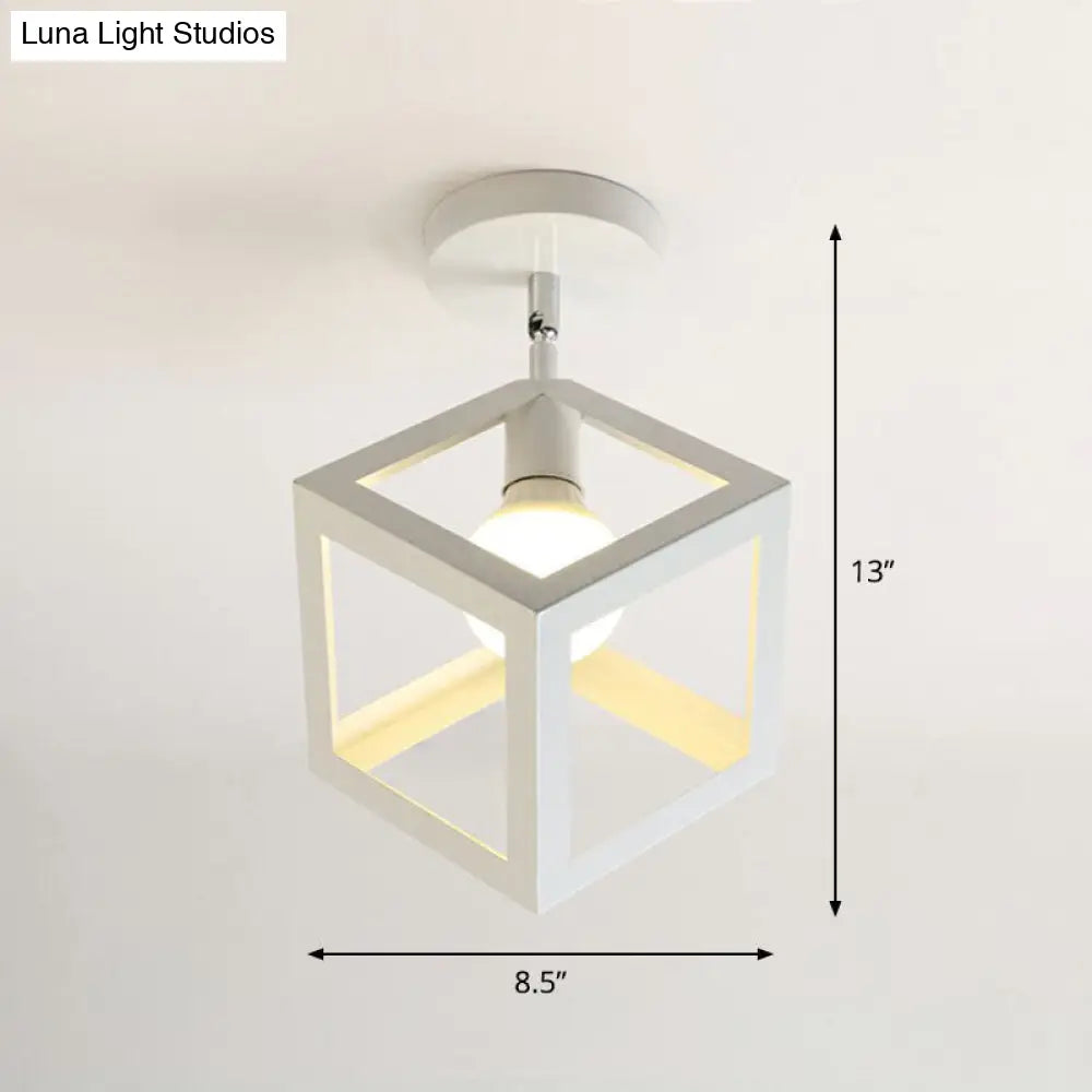 DecorBites™ DecorBites™ Retro Geometric Semi Flush Mount Lighting - Iron Flush Mount Fixture for Entryway