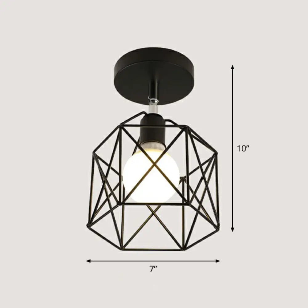 DecorBites™ DecorBites™ Retro Geometric Semi Flush Mount Lighting - Iron Flush Mount Fixture for Entryway