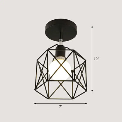 DecorBites™ DecorBites™ Retro Geometric Semi Flush Mount Lighting - Iron Flush Mount Fixture for Entryway