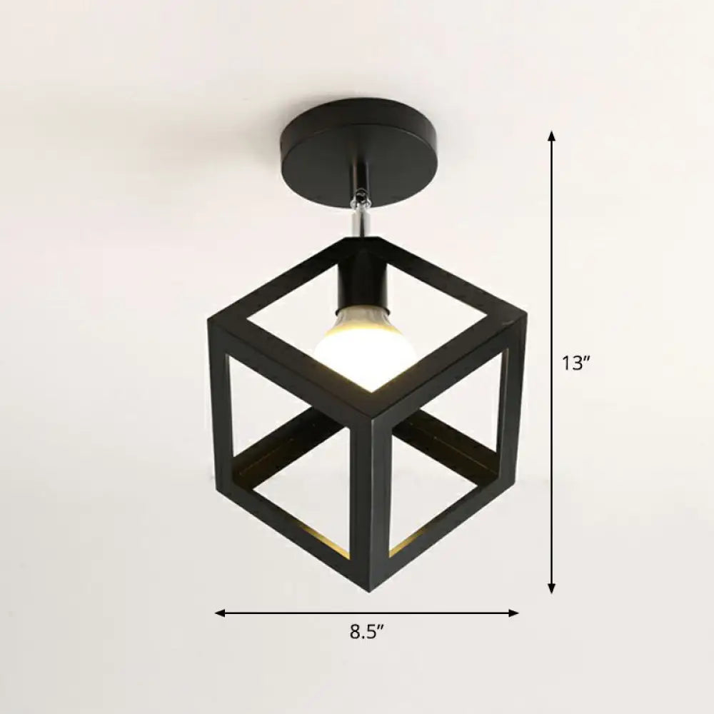 DecorBites™ DecorBites™ Retro Geometric Semi Flush Mount Lighting - Iron Flush Mount Fixture for Entryway