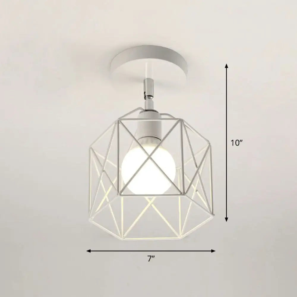 DecorBites™ DecorBites™ Retro Geometric Semi Flush Mount Lighting - Iron Flush Mount Fixture for Entryway