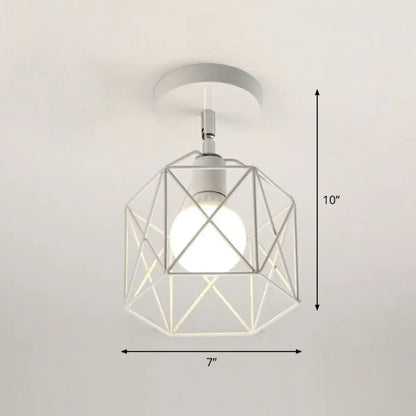 DecorBites™ DecorBites™ Retro Geometric Semi Flush Mount Lighting - Iron Flush Mount Fixture for Entryway