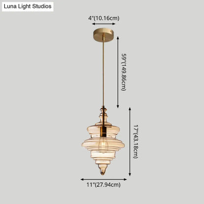 Retro Glass Pendant Light for Restaurants - Spool Shaped Head Design