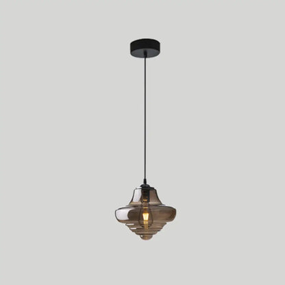 Retro Glass Pendant Light for Restaurants - Spool Shaped Head Design