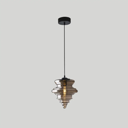 Retro Glass Pendant Light for Restaurants - Spool Shaped Head Design