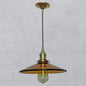 Retro Glass Shade Pendant Light Fixture for Living Room - Brown Pan Pendant with 1 Light