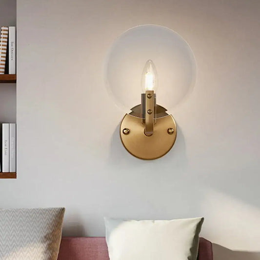 Retro gold and blue glass sconce light with frosted globe and exposed filament bulb 220v-240v wall lighting fixture