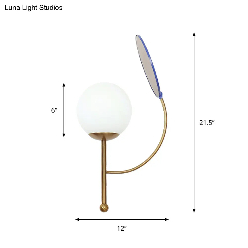 DecorBites™ DecorBites™ Retro Gold/Black Wall Sconce - 1 Light Matte White Glass Fixture with Reflector