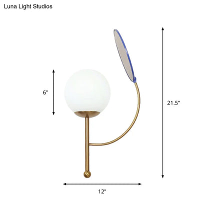 DecorBites™ DecorBites™ Retro Gold/Black Wall Sconce - 1 Light Matte White Glass Fixture with Reflector