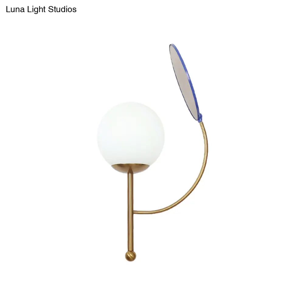 DecorBites™ DecorBites™ Retro Gold/Black Wall Sconce - 1 Light Matte White Glass Fixture with Reflector
