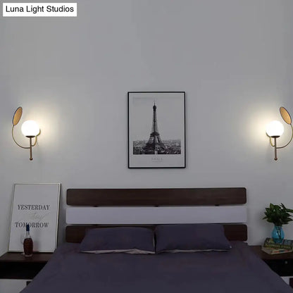 DecorBites™ DecorBites™ Retro Gold/Black Wall Sconce - 1 Light Matte White Glass Fixture with Reflector