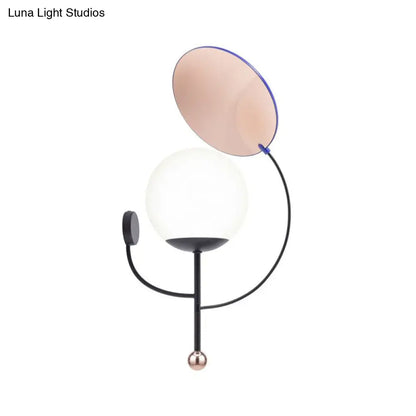 DecorBites™ DecorBites™ Retro Gold/Black Wall Sconce - 1 Light Matte White Glass Fixture with Reflector