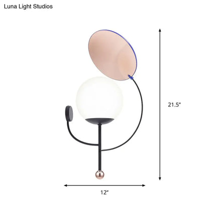 DecorBites™ DecorBites™ Retro Gold/Black Wall Sconce - 1 Light Matte White Glass Fixture with Reflector