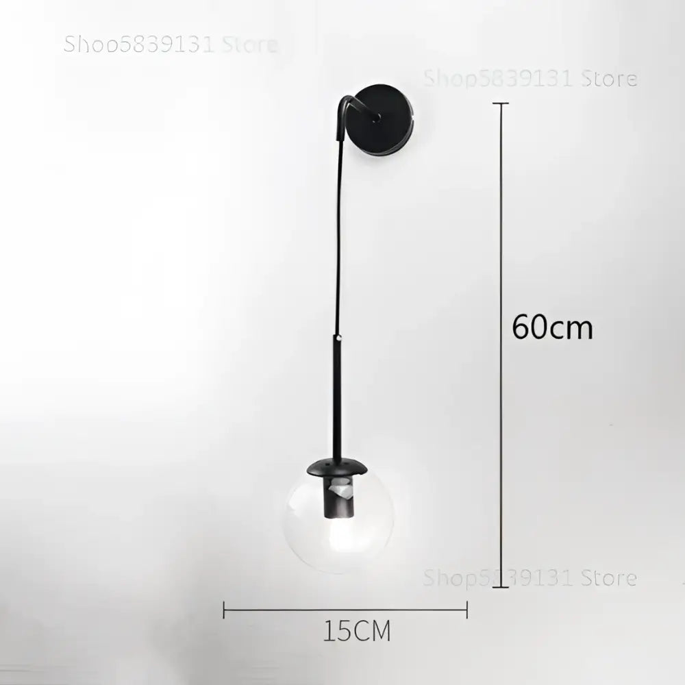 Black metal wall lamp with clear glass globe bulb for retro gold glass ball wall decorbites glass ball sconce bedroom use