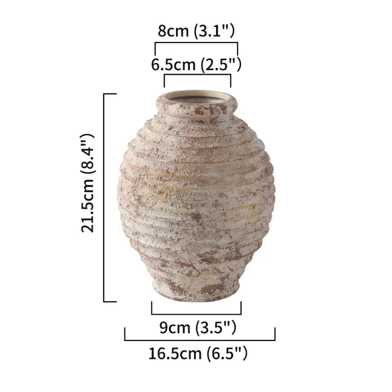 Retro Handmade Clay Vase 21.5CM Home Decor