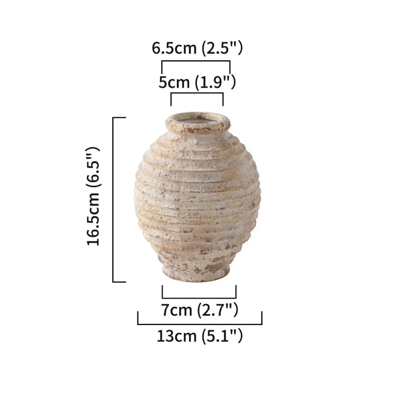 Retro Handmade Clay Vase 21.5CM Home Decor - Small Size - Vase
