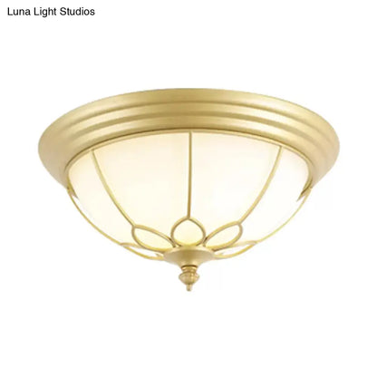 DecorBites™ DecorBites™ Retro Hemispherical Flush Light with Opal Frosted Glass - LED Flush Mount Ceiling Lamp - 6"/7"/8.5" Sizes - Black/Gold - Cage Guard