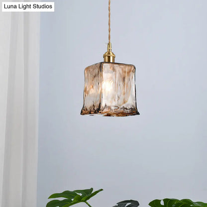 Retro Industrial Amber Alabaster Glass Pendant Lamp - Elegant Lighting for Living Room