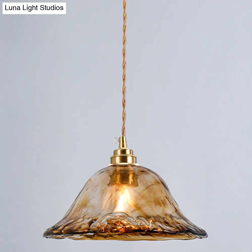 Retro Industrial Amber Alabaster Glass Pendant Lamp - Elegant Lighting for Living Room