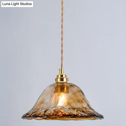 Retro Industrial Amber Alabaster Glass Pendant Lamp - Elegant Lighting for Living Room