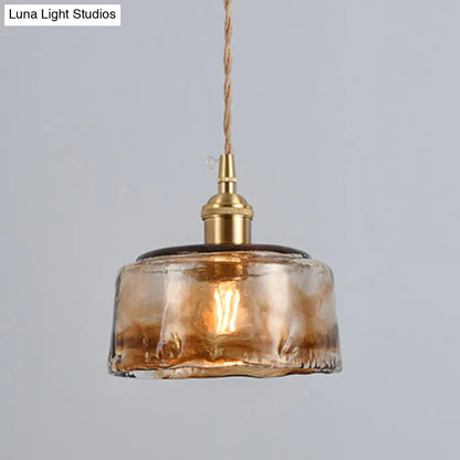 Retro Industrial Amber Alabaster Glass Pendant Lamp - Elegant Lighting for Living Room