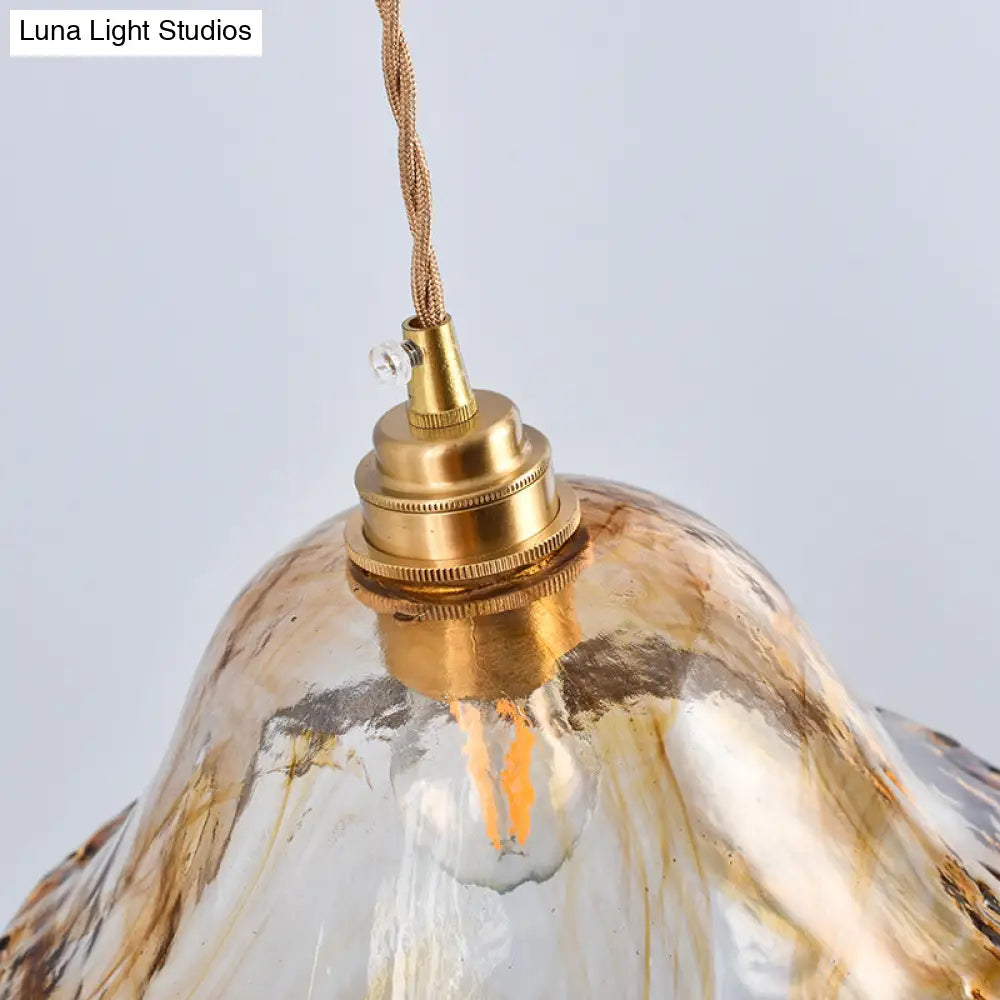 Retro Industrial Amber Alabaster Glass Pendant Lamp - Elegant Lighting for Living Room