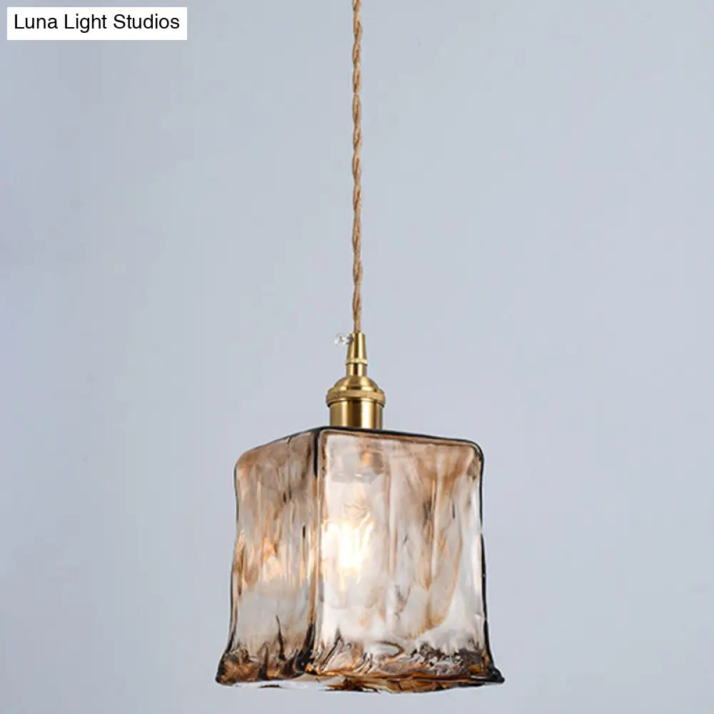 Retro Industrial Amber Alabaster Glass Pendant Lamp - Elegant Lighting for Living Room