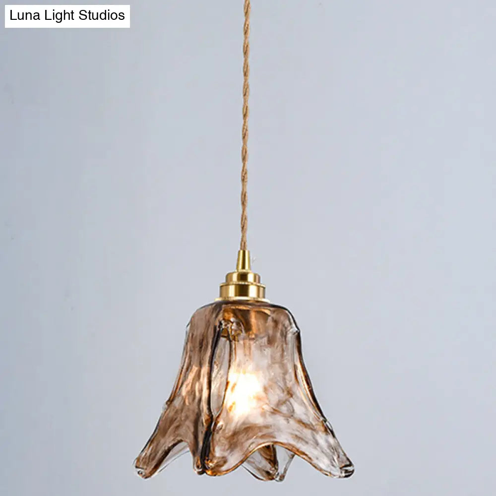 Retro Industrial Amber Alabaster Glass Pendant Lamp - Elegant Lighting for Living Room