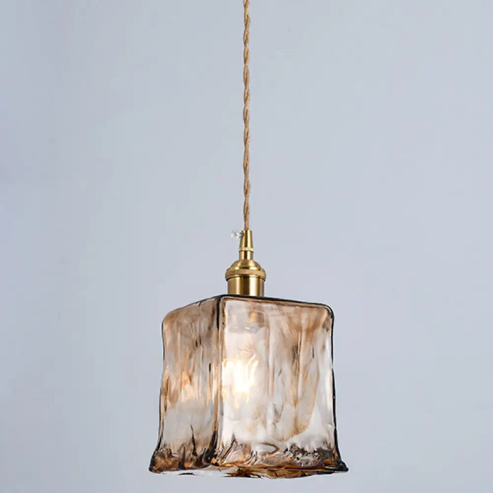 Retro Industrial Amber Alabaster Glass Pendant Lamp - Elegant Lighting for Living Room