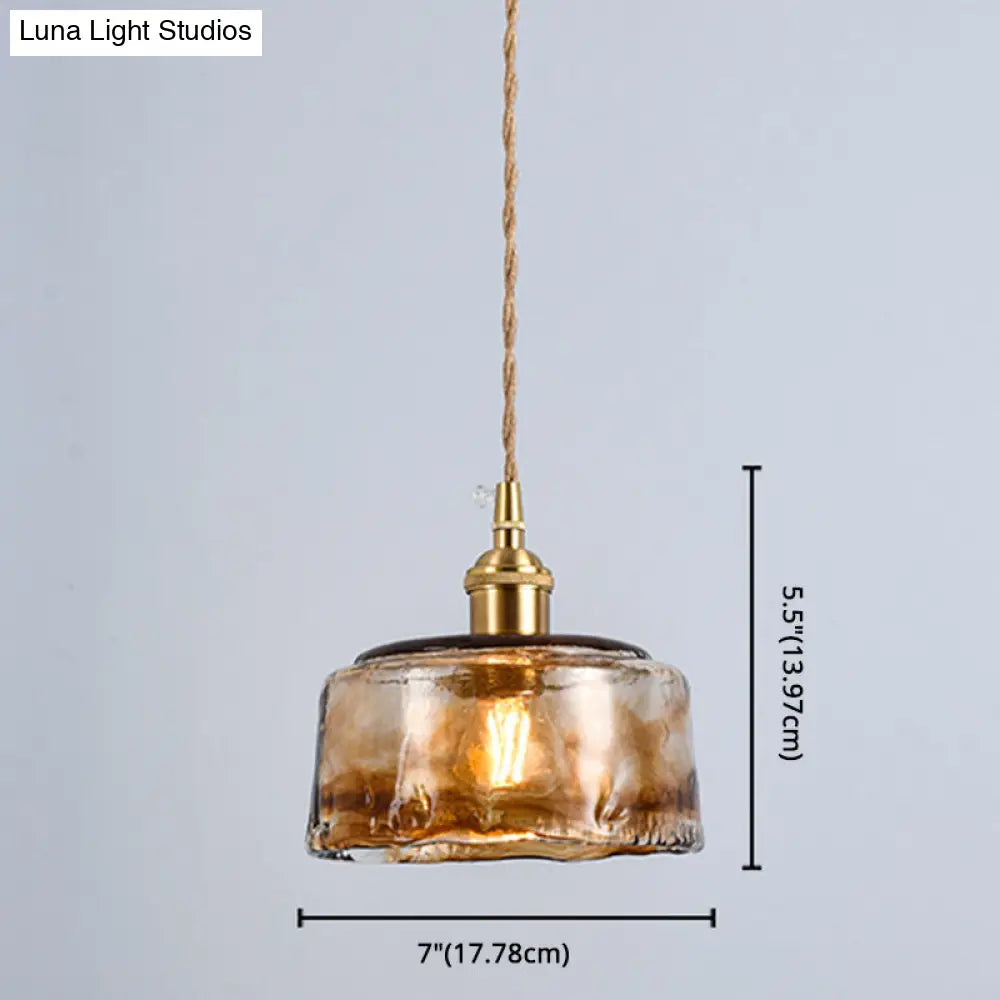 Retro Industrial Amber Alabaster Glass Pendant Lamp - Elegant Lighting for Living Room