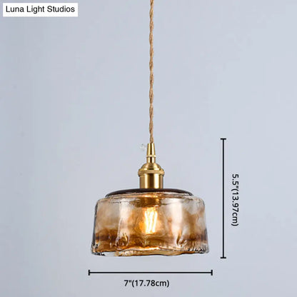 Retro Industrial Amber Alabaster Glass Pendant Lamp - Elegant Lighting for Living Room