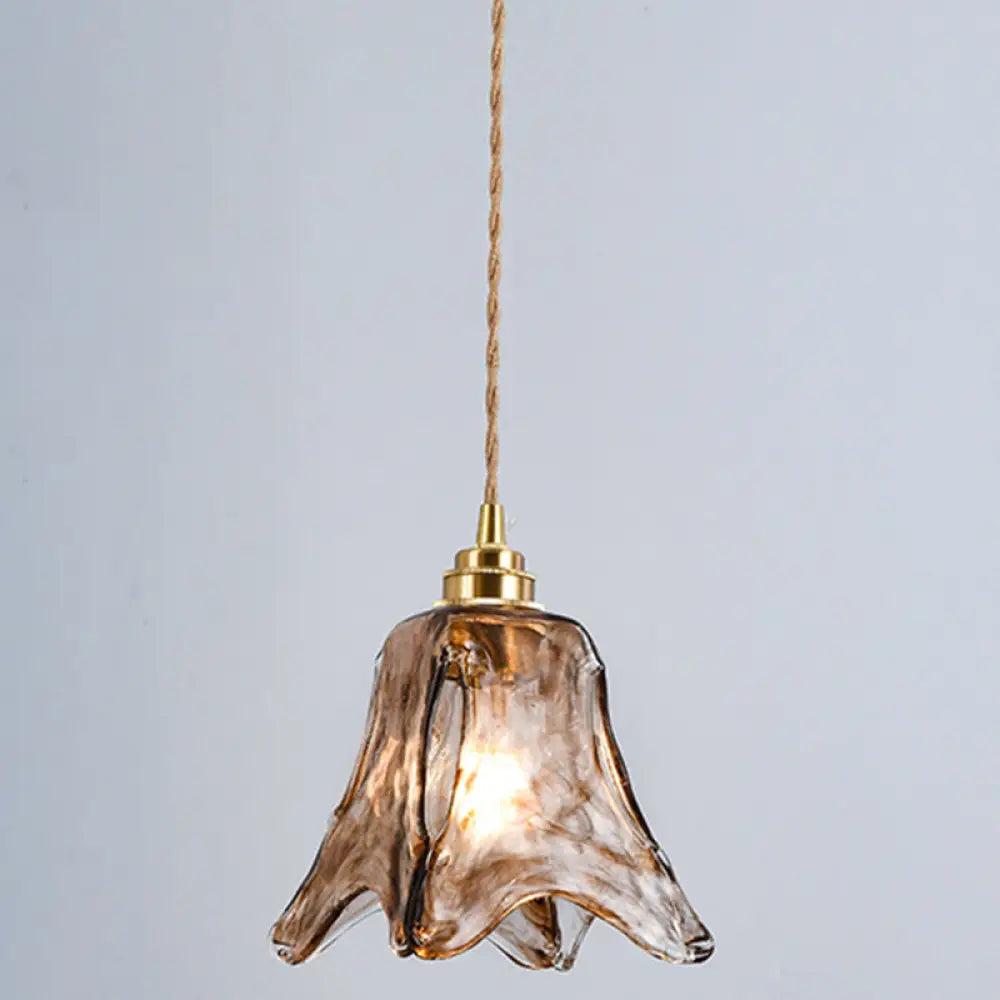 Retro Industrial Amber Alabaster Glass Pendant Lamp - Elegant Lighting for Living Room