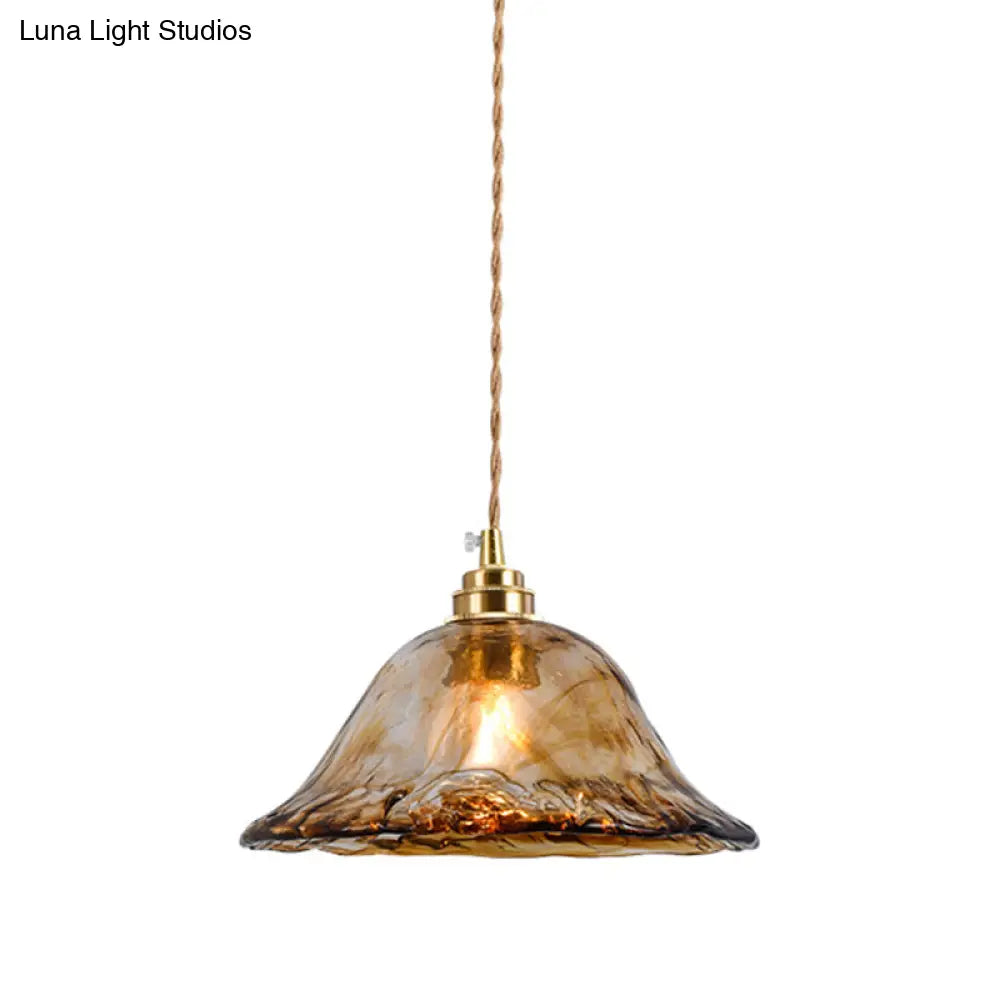 Retro Industrial Amber Alabaster Glass Pendant Lamp - Elegant Lighting for Living Room